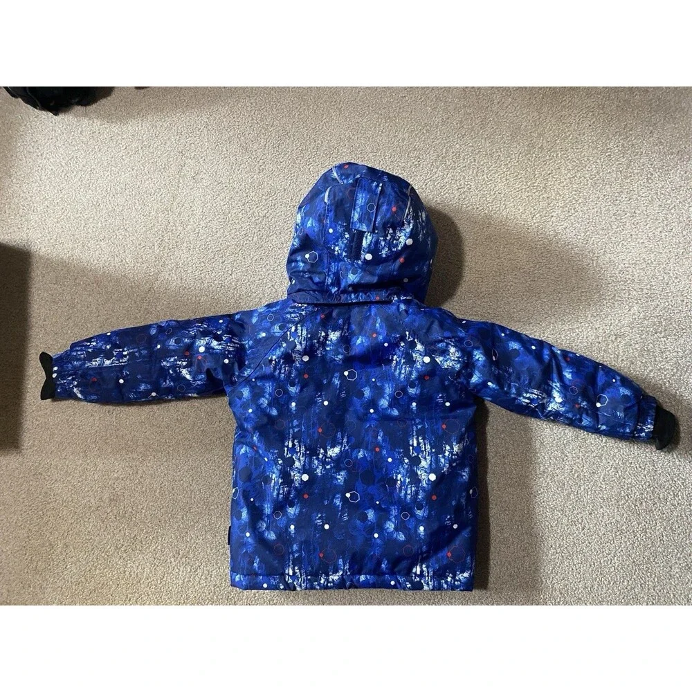 Kamik Toddler Blue Geometric Hooded Insulated Winter Jacket Size 3/98